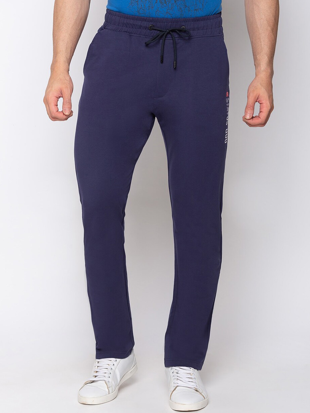 

Status Quo Men Navy Blue Solid Regular Fit Cotton Track Pant