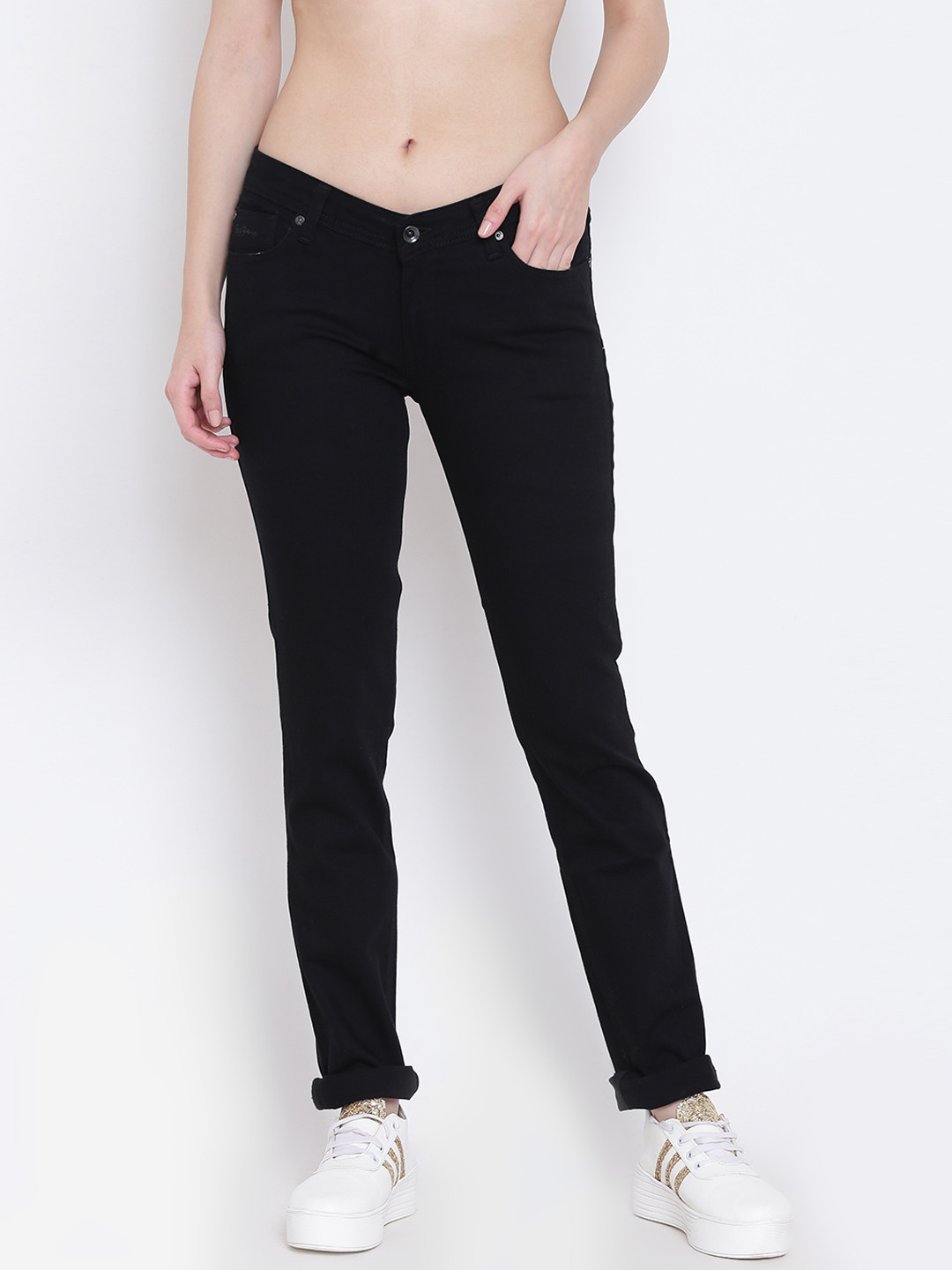 

Pepe Jeans Women Black Frisky Slim Fit Low-Rise Clean Look Stretchable Jeans