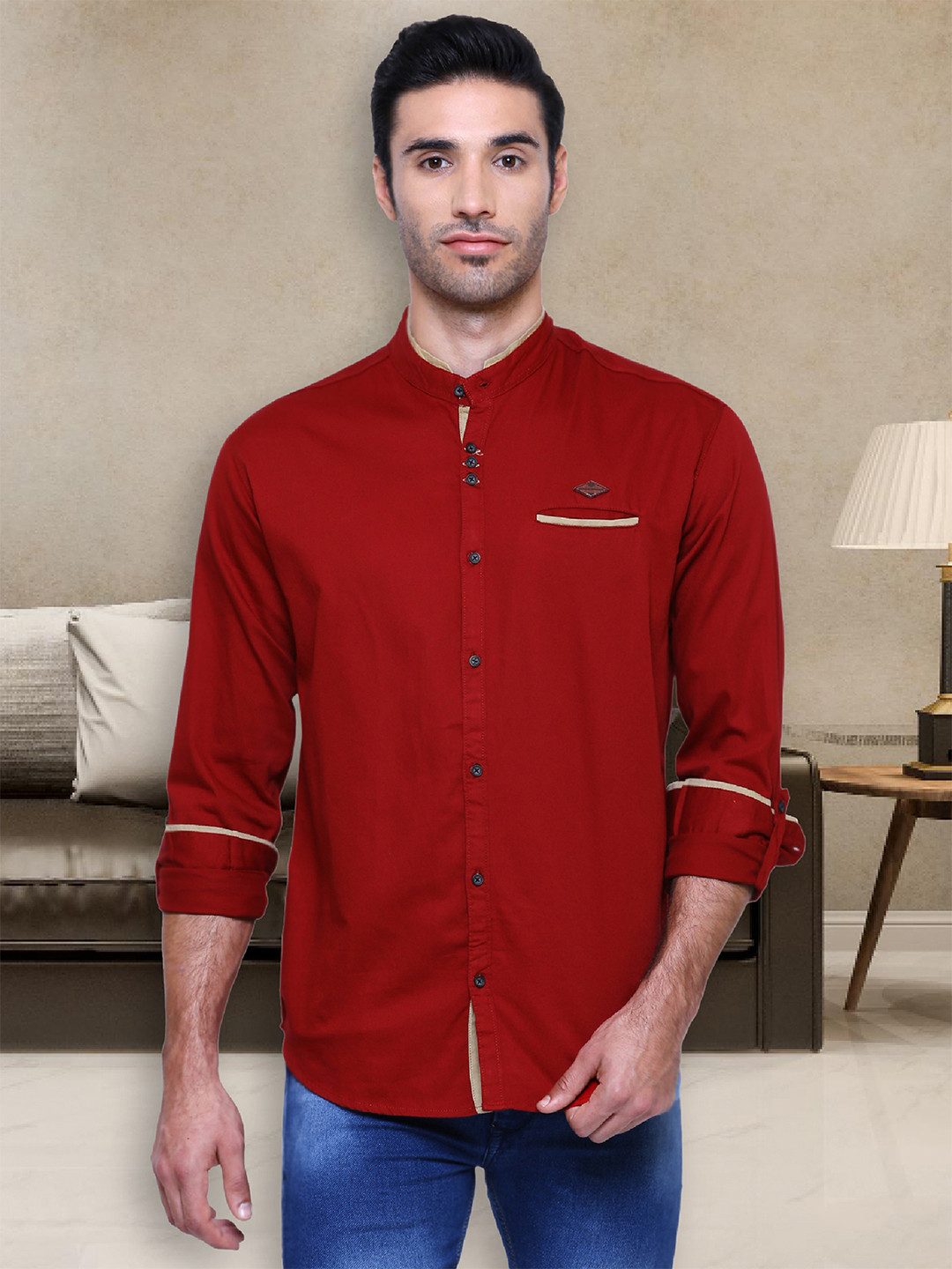 

Kuons Avenue Men Maroon Smart Slim Fit Linen Casual Shirt