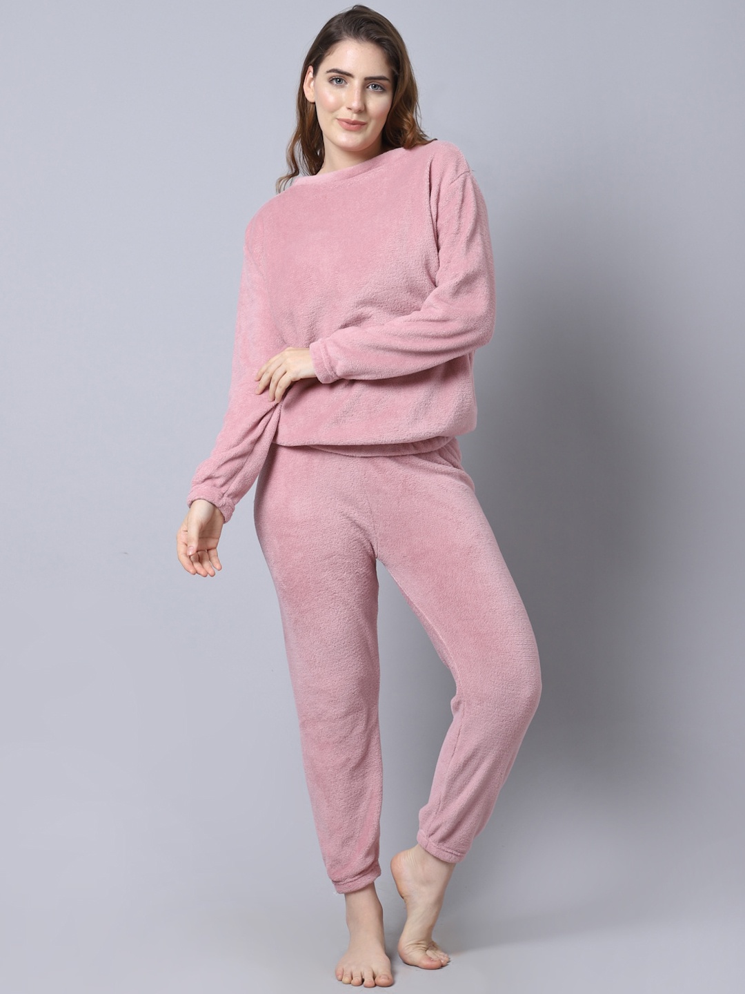 

GRACIT Women Pink Solid Night suit