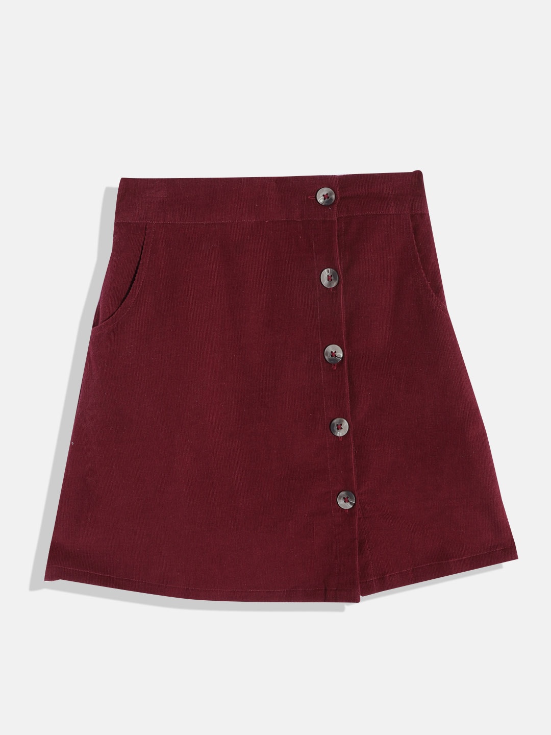

HERE&NOW Girls Solid A-line Mini Skirt, Maroon