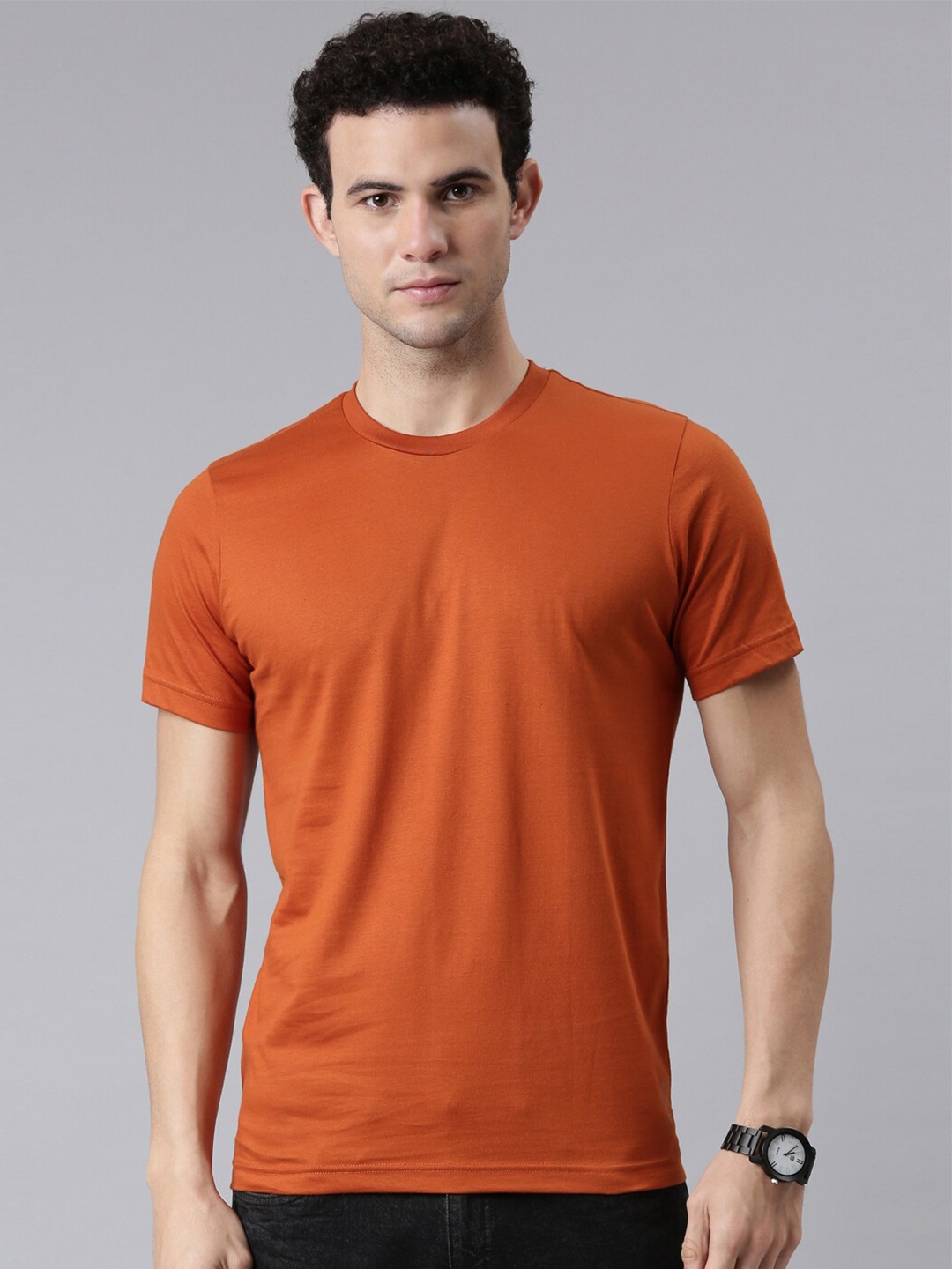 

FASO Men Rust Solid Organic Cotton T-shirt