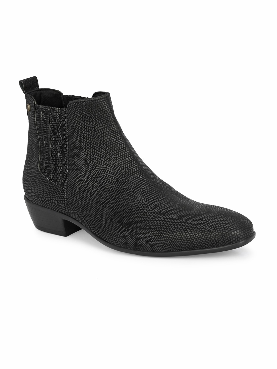 

Delize Men Black Textured Heeled Boot