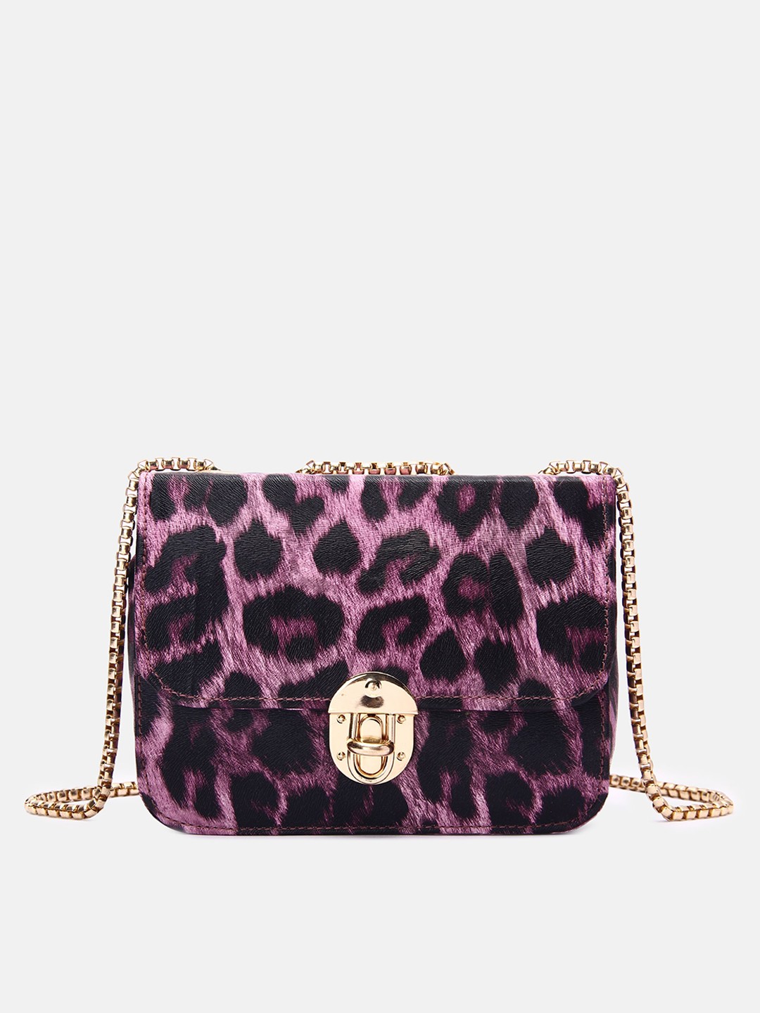 

DN Creation Pink Animal Printed Suede Structured Sling Bag