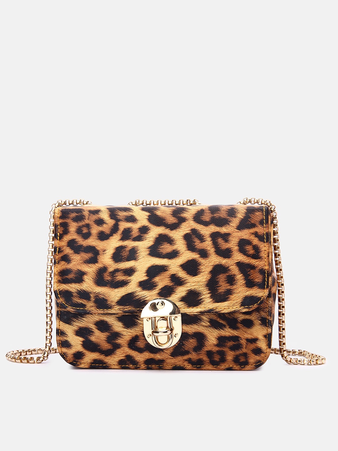

DN Creation Yellow Animal Printed Suede Structured Sling Bag