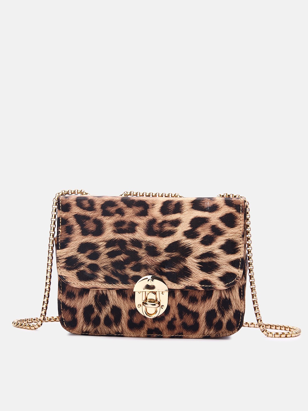 

DN Creation Women Brown Animal Printed Suede Structured Sling Bag