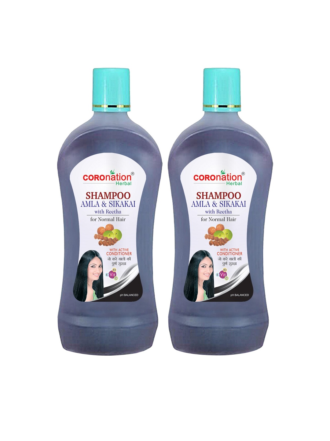 

COROnation Set Of 2 Herbal Amla Sikakai Reetha Shampoo 1000ml, Black