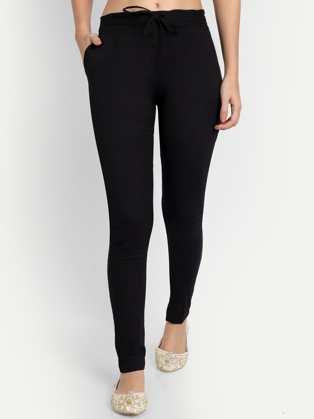 

BCZ Style Women Black Regular Fit Solid Cigarette Trouser