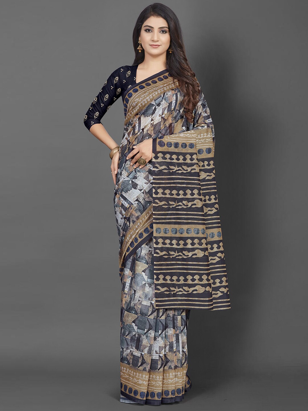 

Saree mall Grey & Beige Bagh Sarees