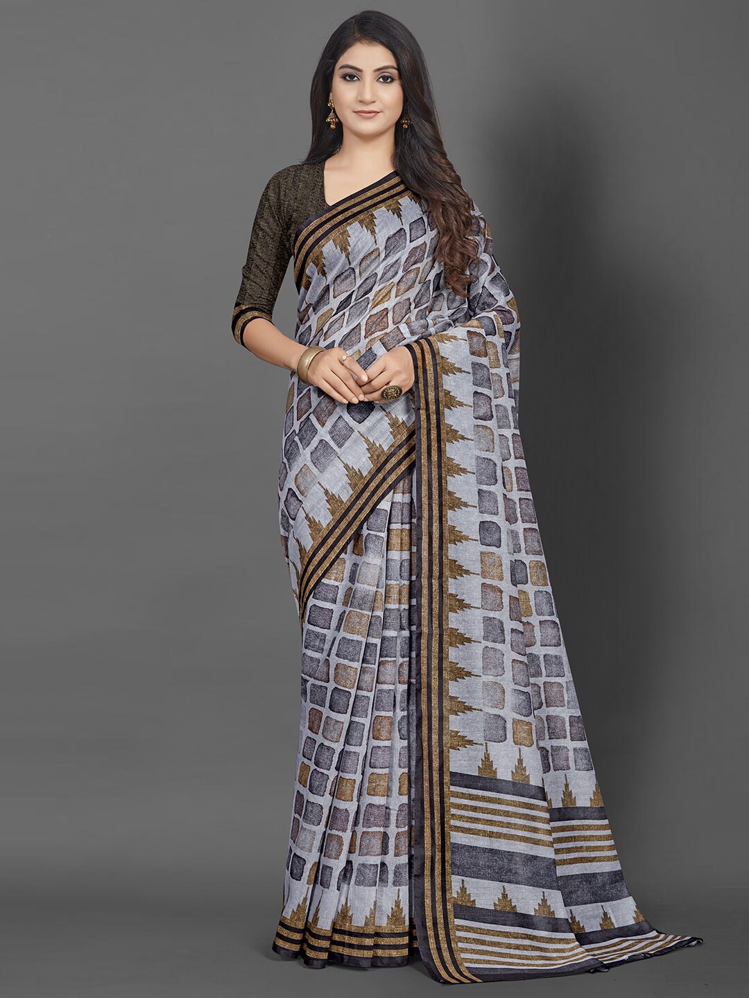 

Saree mall Grey & Black Bagh Sarees
