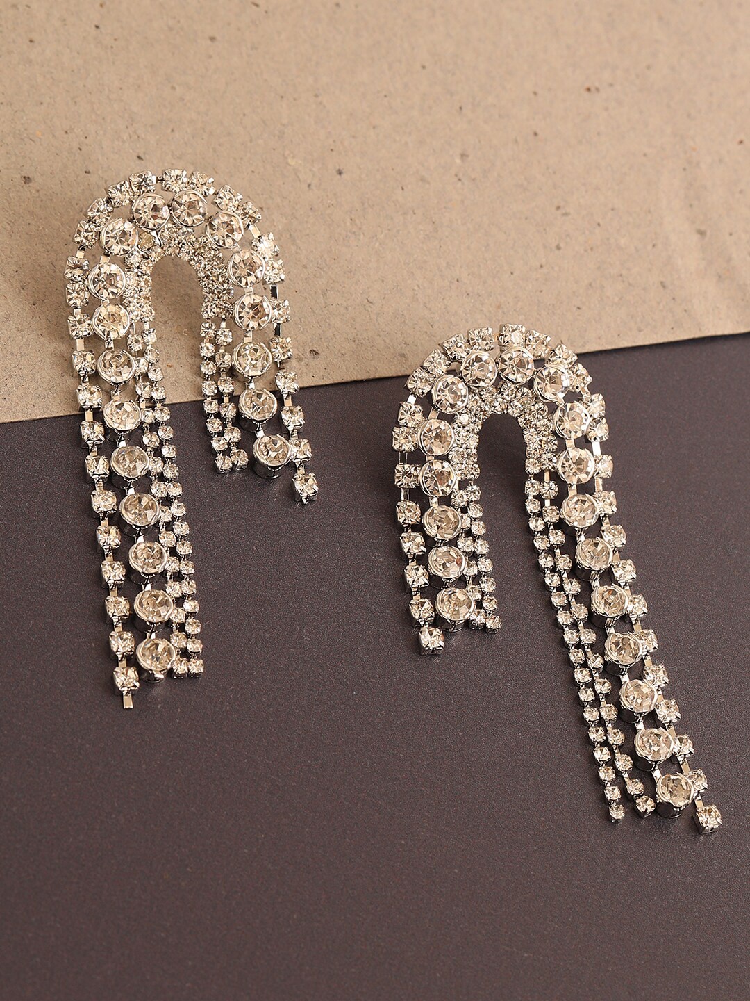 

SOHI Silver Plated Contemporary Drop Earrings