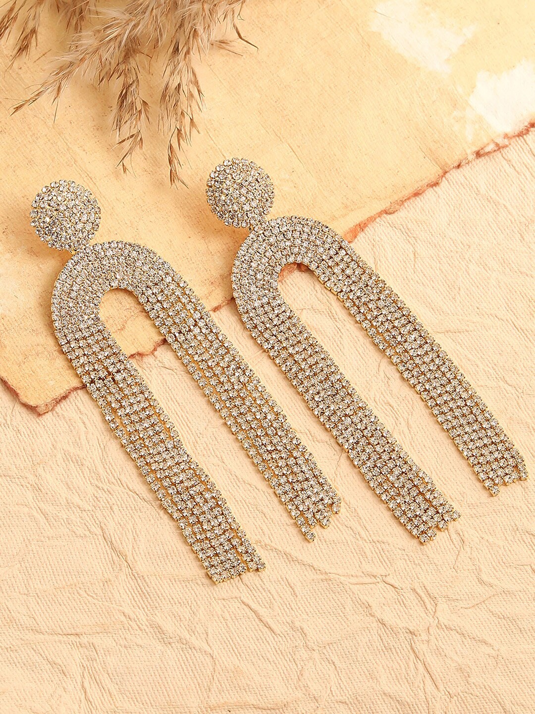 

SOHI White Gold Plated Contemporary Drop Earrings