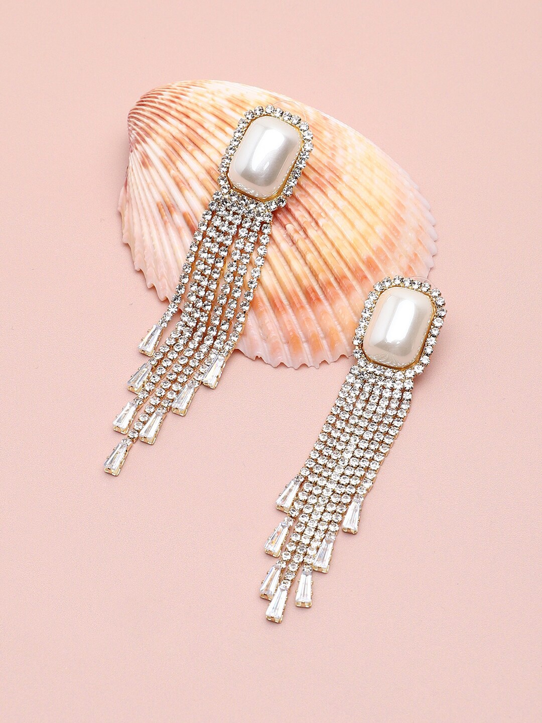 

SOHI White Gold Plated Contemporary Drop Earrings