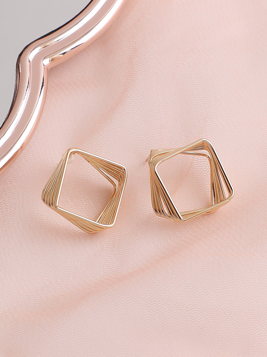 

SOHI Gold Plated Contemporary Studs Earrings