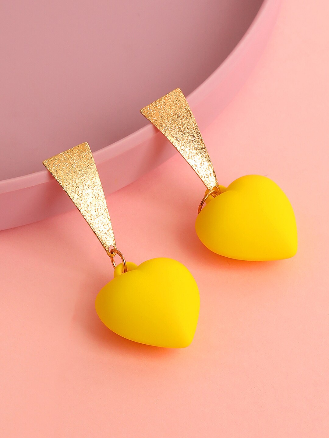 

SOHI Yellow & Gold Plated Contemporary Drop Earrings