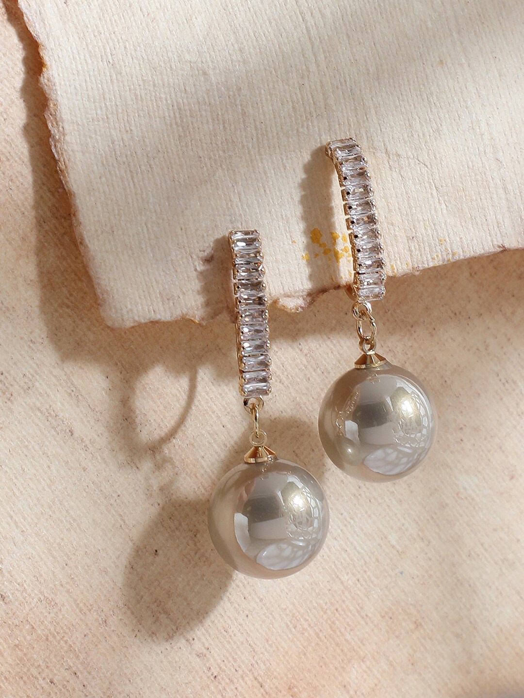 

SOHI Pink & Gold Plated Contemporary Drop Earrings