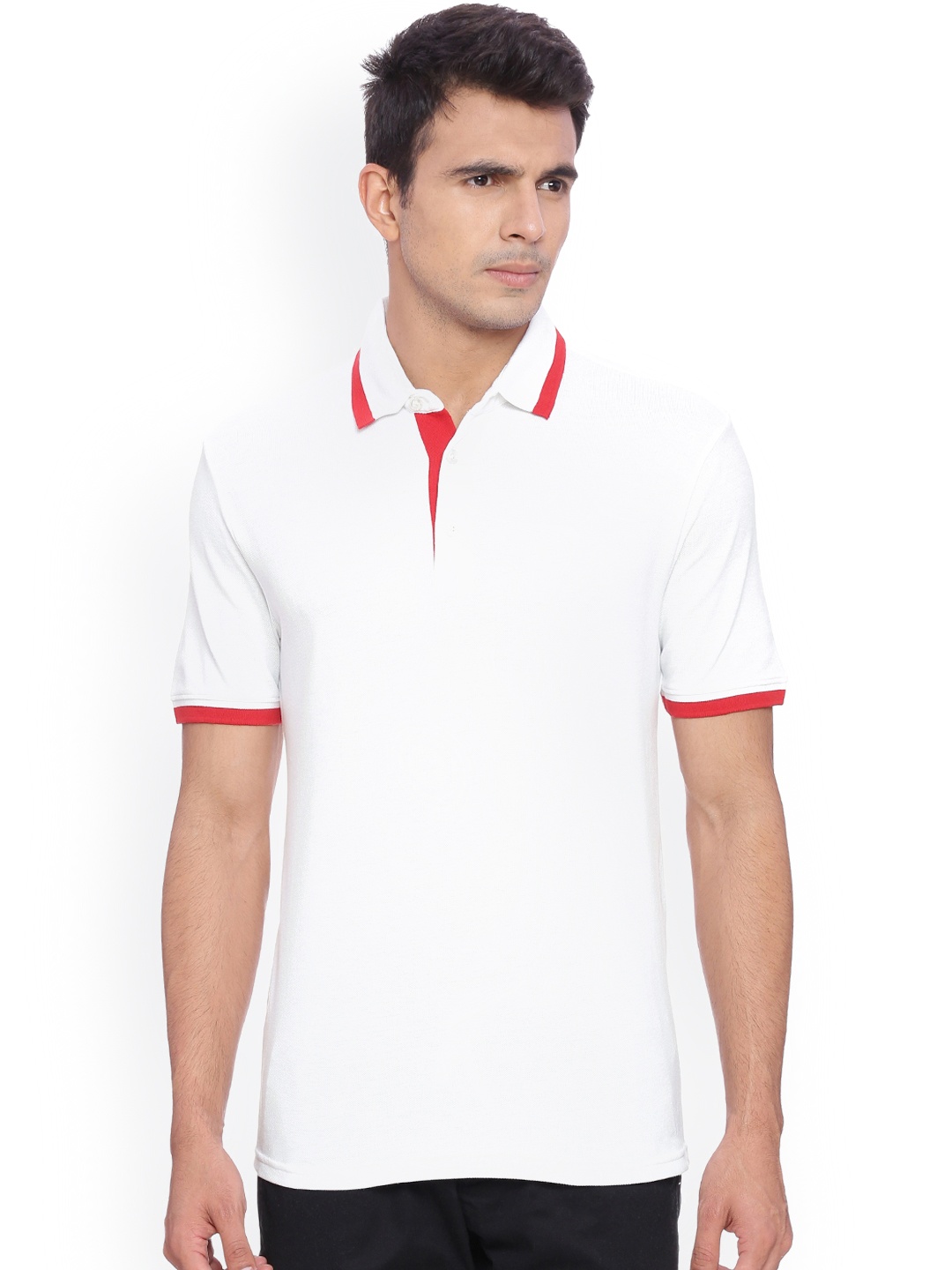 

Puma Men White Tipping Solid Polo T-shirt