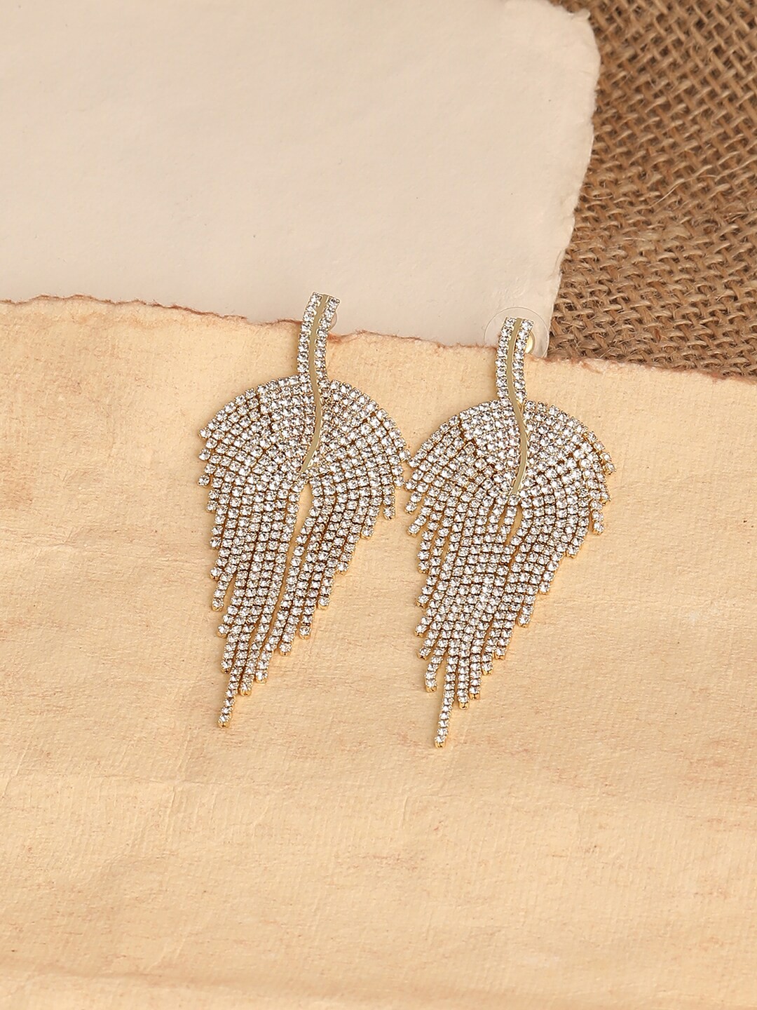 

SOHI Silver-Plated Leaf Shaped Drop Earrings