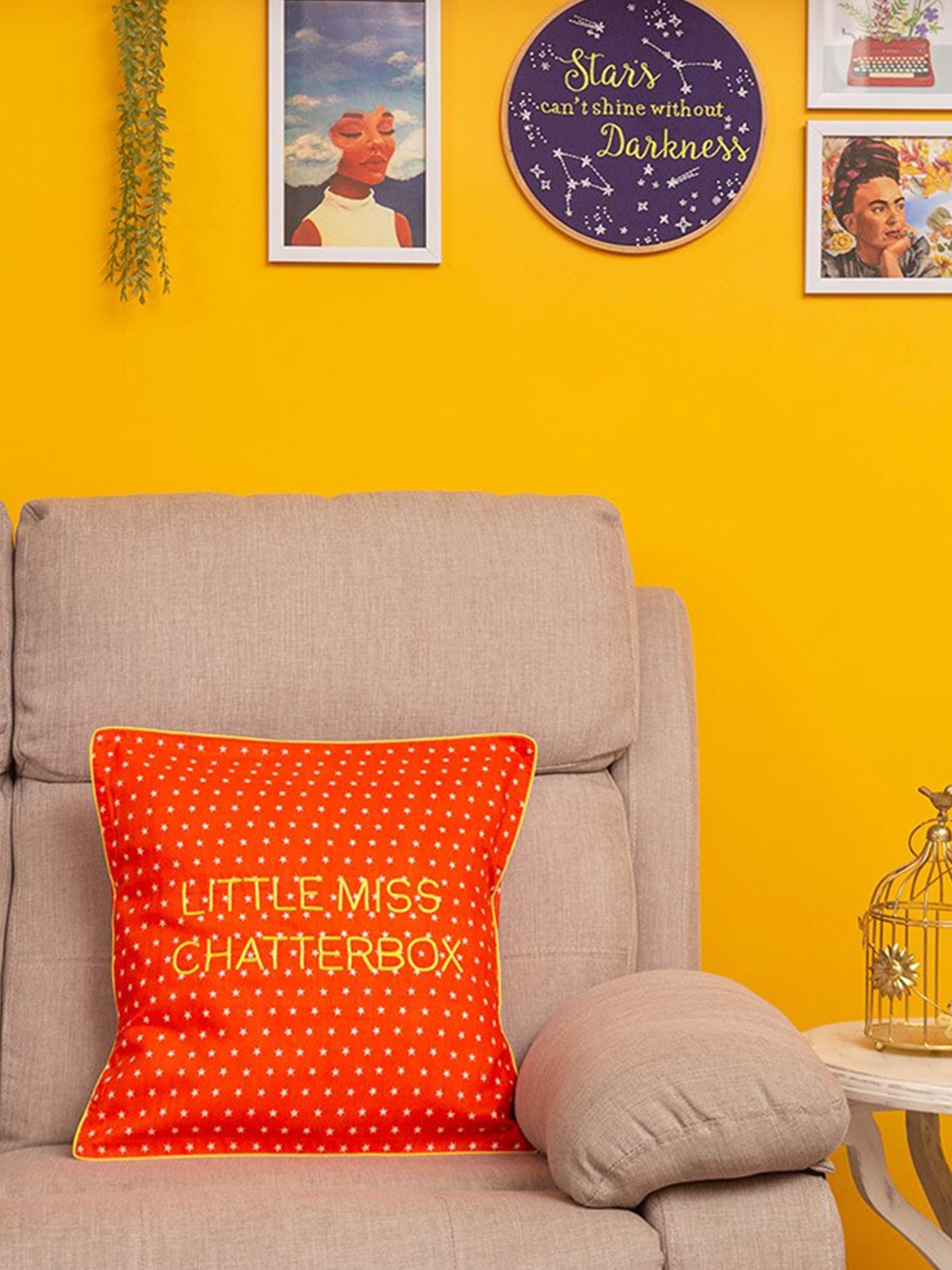 

BandBox Red & Yellow Printed Square Cushion Cover
