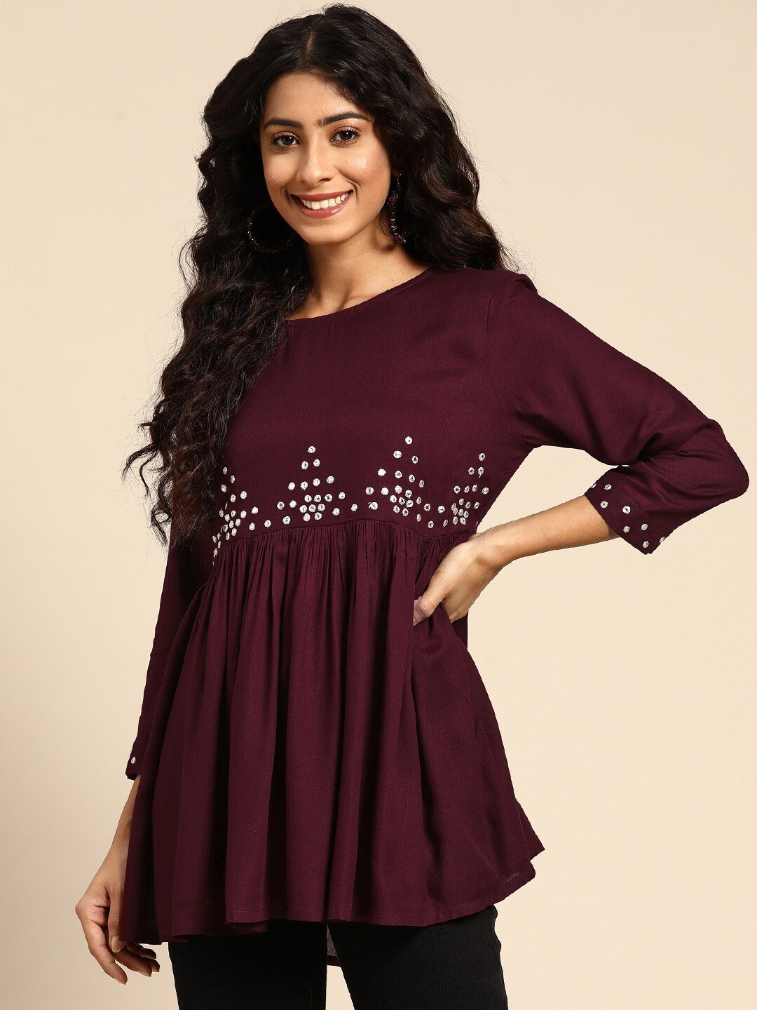 

Sangria Burgundy Empire Longline Top