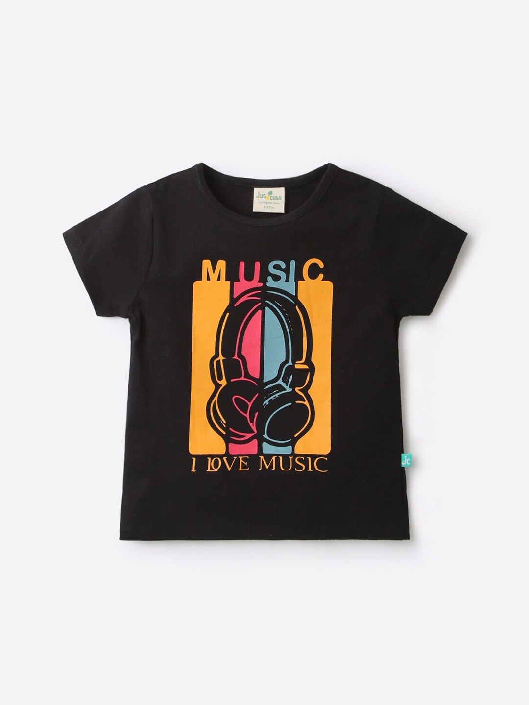 

JusCubs Girls Black Printed T-shirt