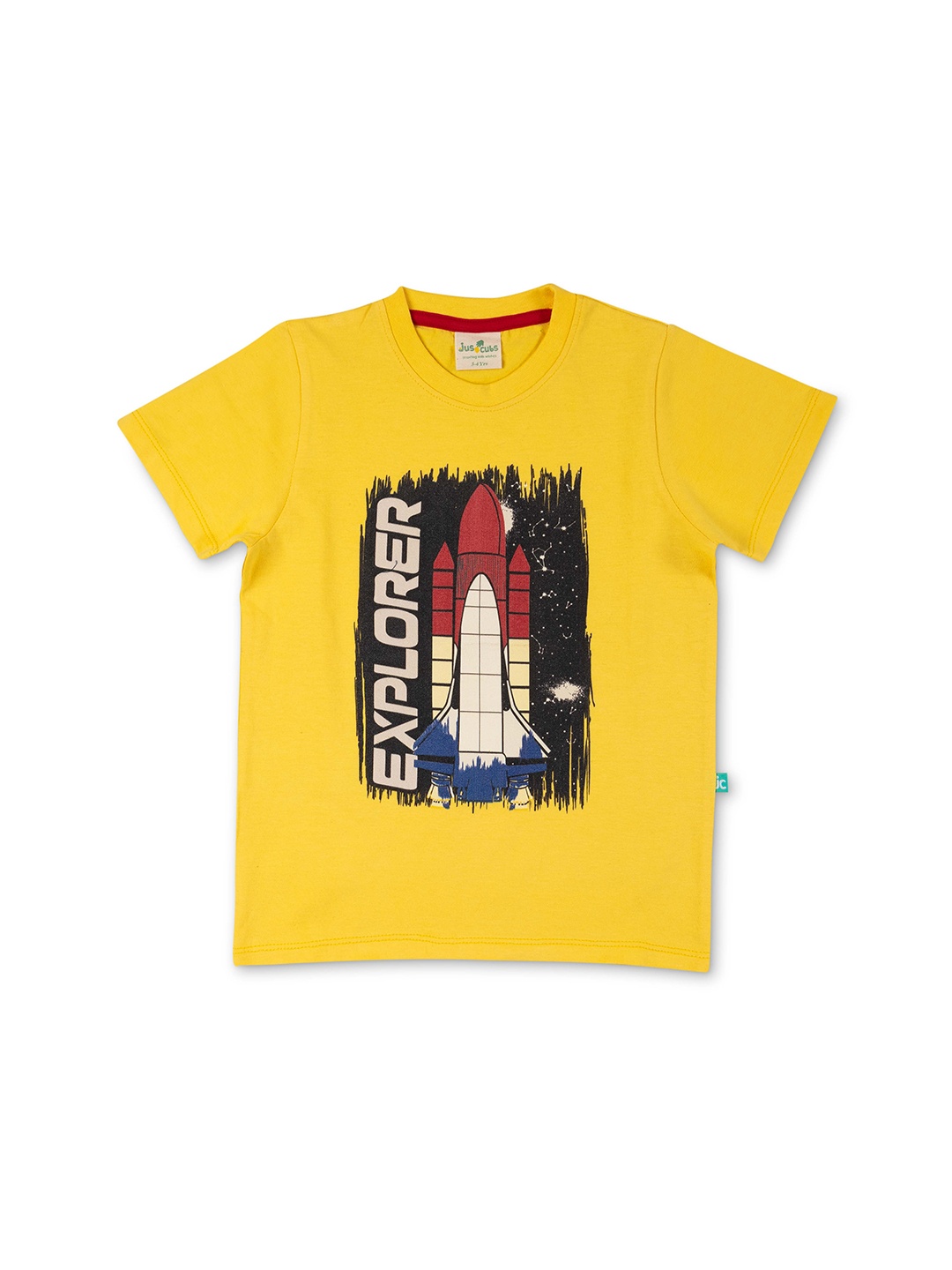 

JusCubs Boys Yellow Pure Cotton Printed T-shirt