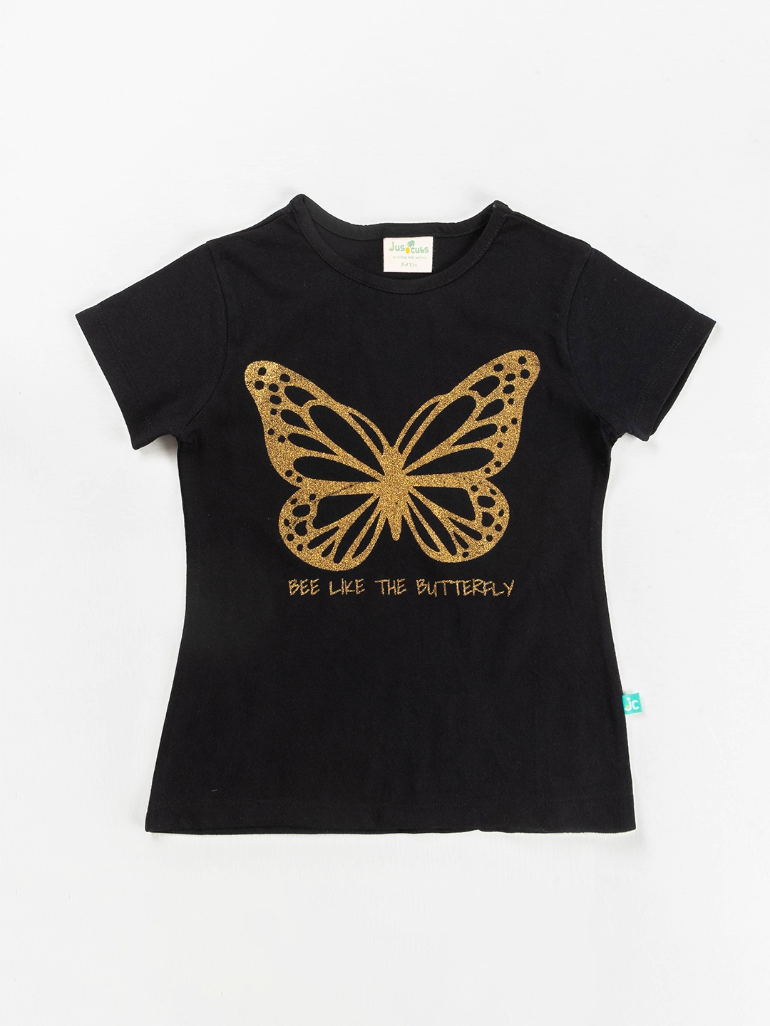 

JusCubs Girls Black Printed Cotton T-shirt