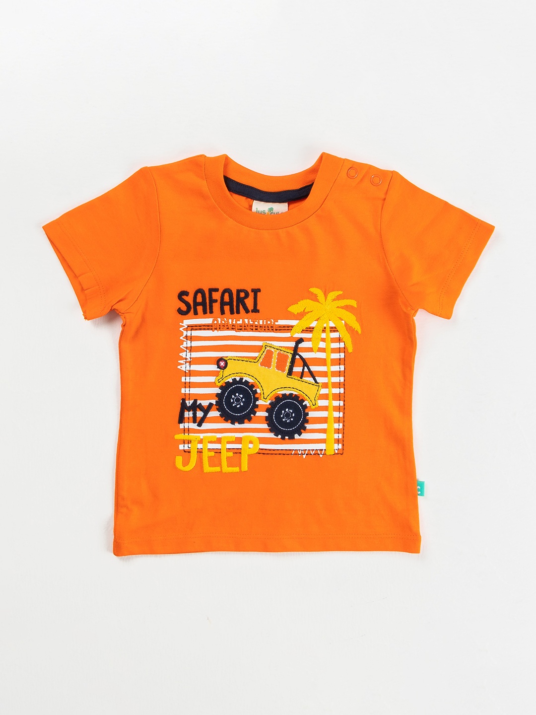 

JusCubs Boys Orange Pure Cotton Printed Applique T-shirt