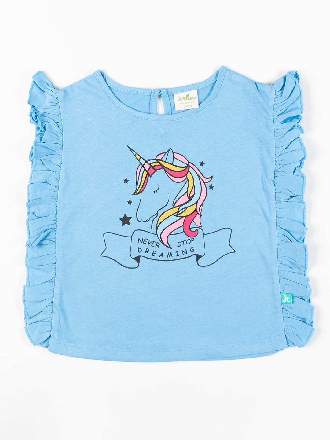 

JusCubs Girls Blue Printed T-shirt