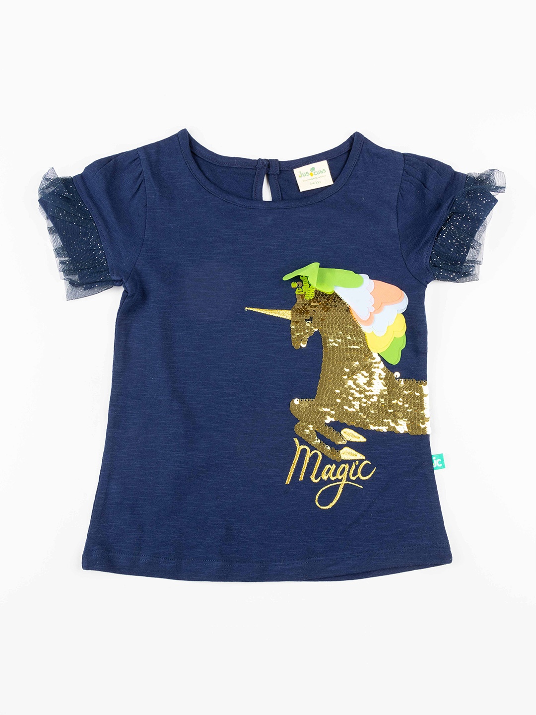

JusCubs Girls Navy Blue Printed T-shirt