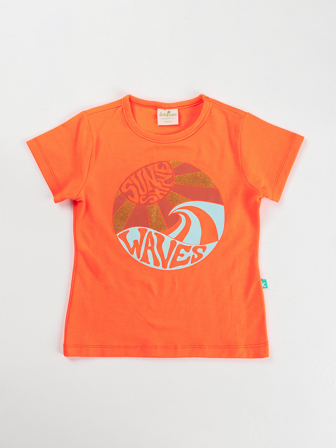 

JusCubs Girls Orange Typography Printed Cotton T-shirt