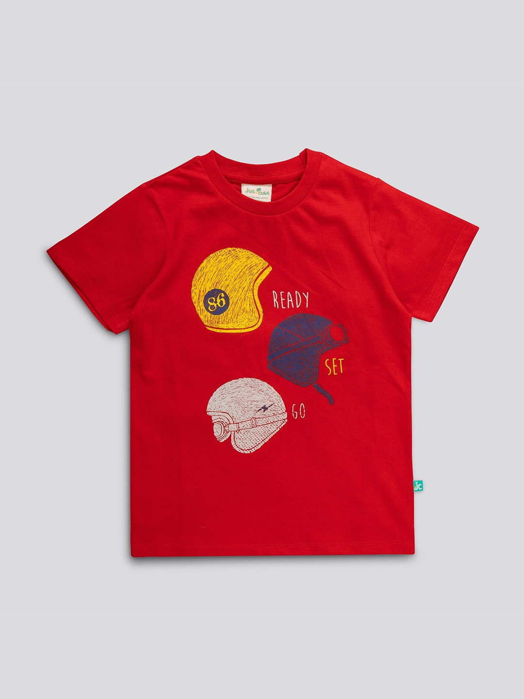 

JusCubs Boys Red Printed Applique Cotton T-shirt