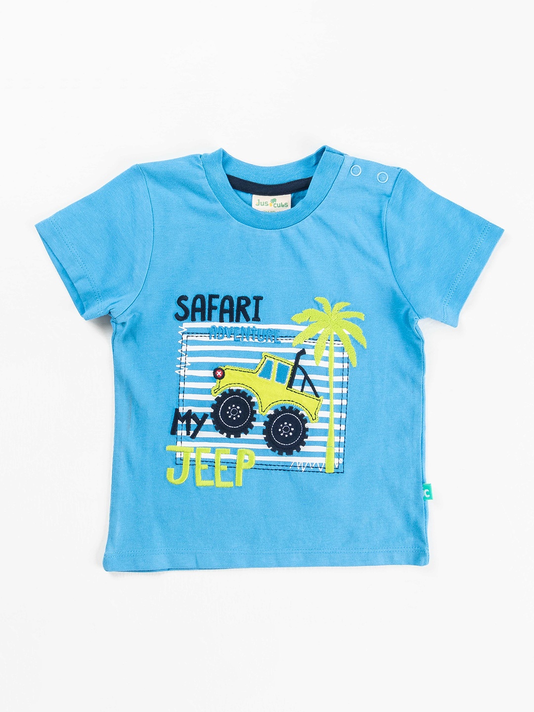 

JusCubs Boys Blue Printed Applique Cotton T-shirt