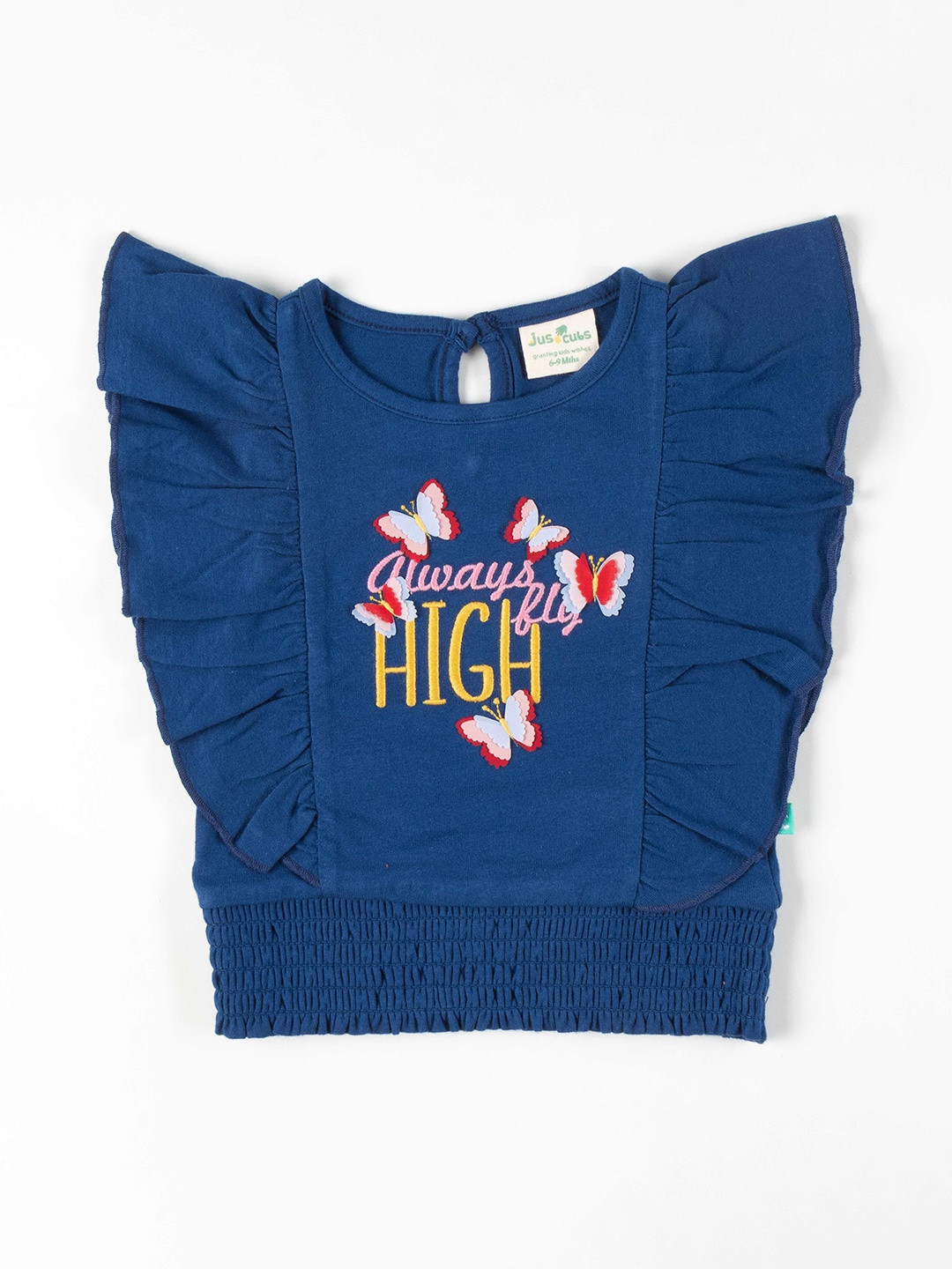 

JusCubs Girls Navy Blue Printed T-shirt
