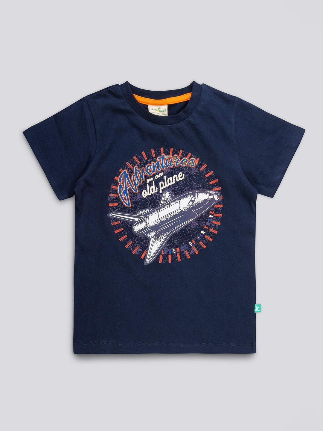 

JusCubs Boys Navy Blue Sports Printed Cotton T-shirt