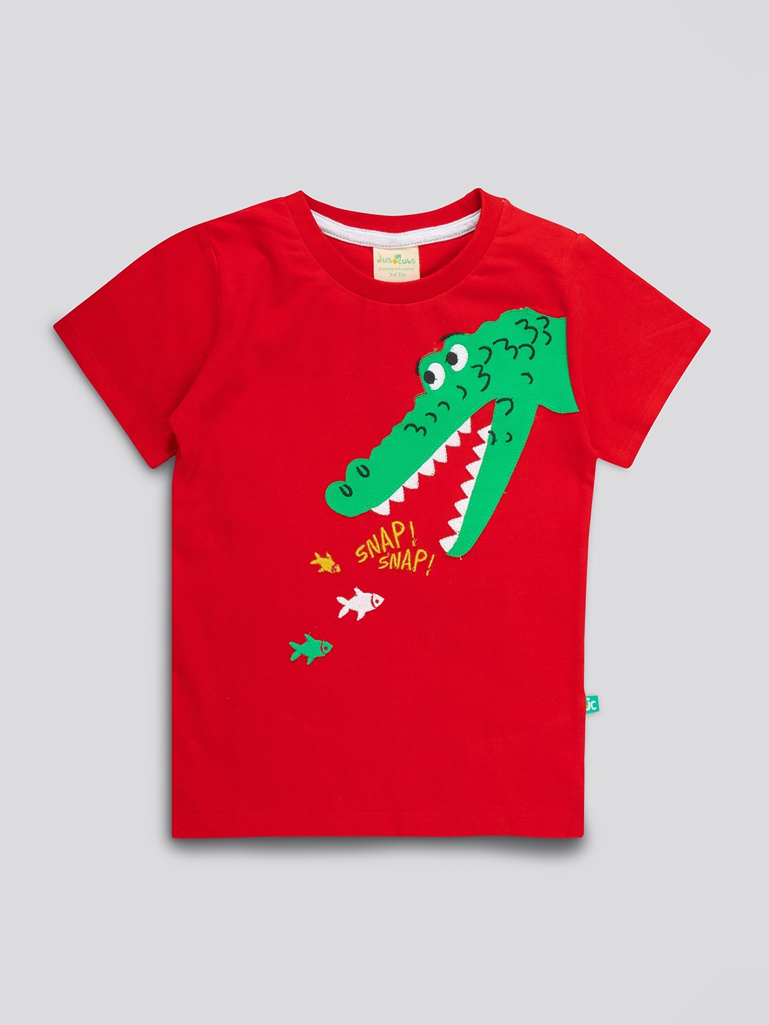 JusCubs Boys Red Typography Printed T-shirt