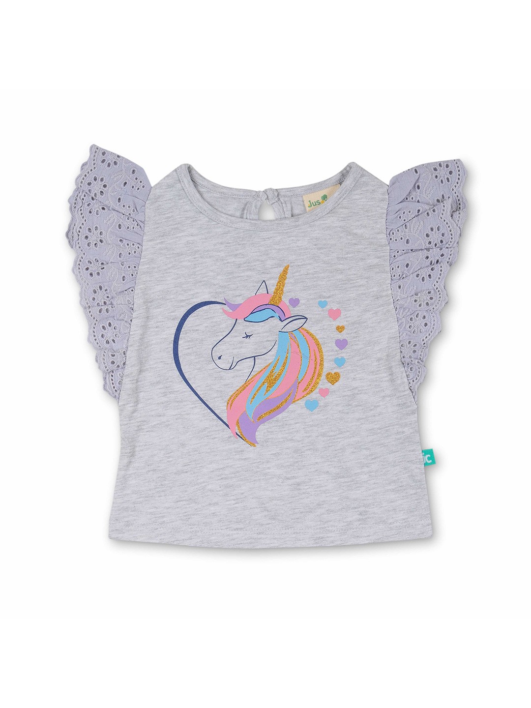 

JusCubs Girls Grey Printed T-shirt