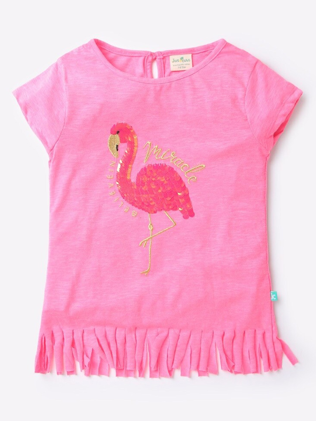 

JusCubs Girls Pink Printed Cotton T-shirt