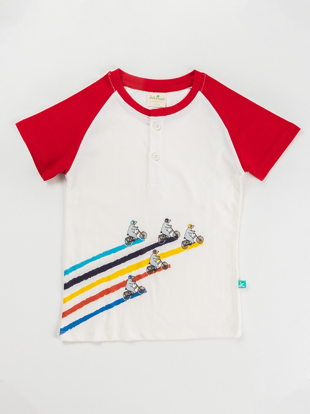 

JusCubs Boys Off White & Red Graphic Printed Cotton T-shirt