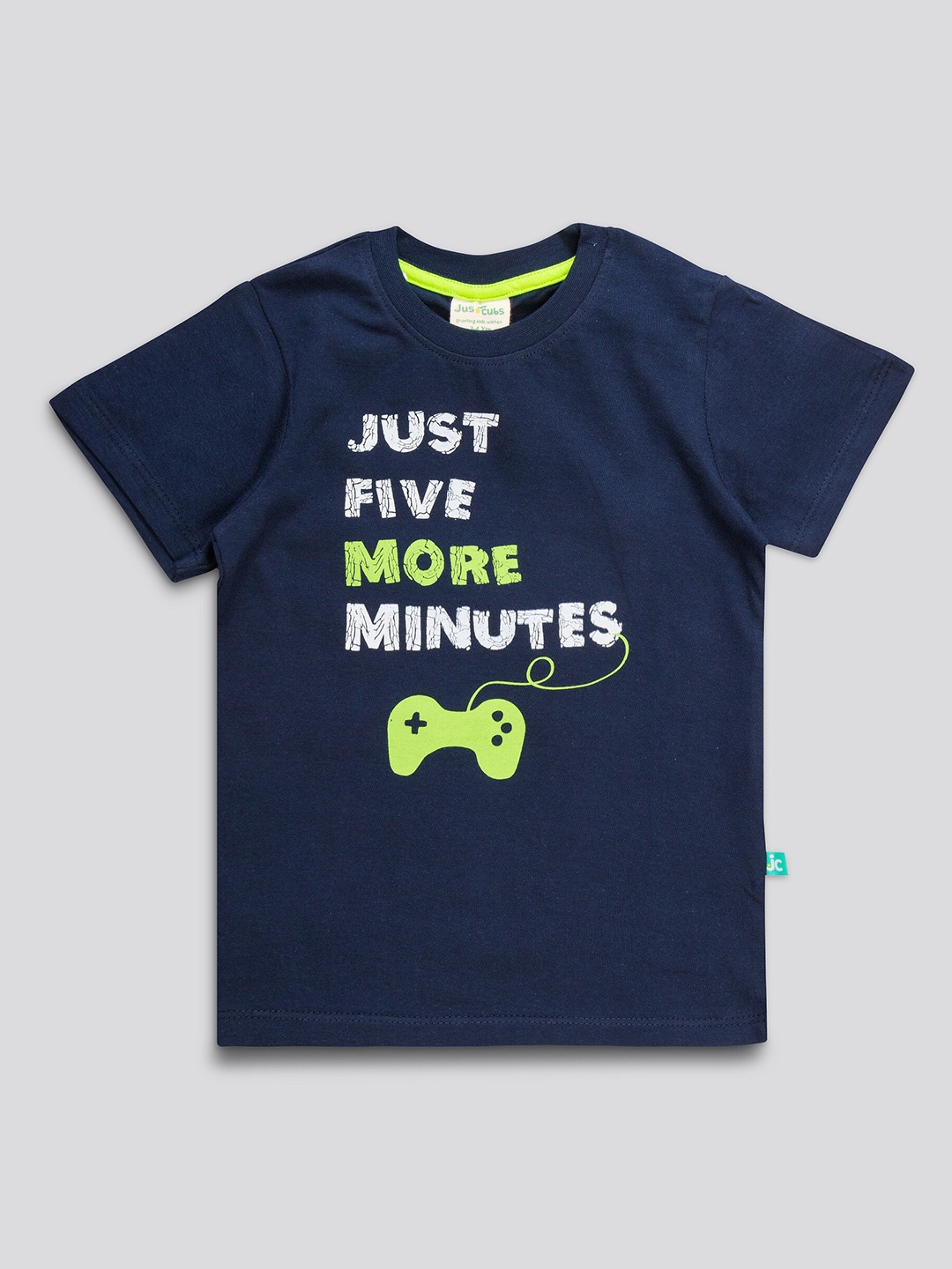

JusCubs Boys Navy Blue Typography Printed Cotton T-shirt