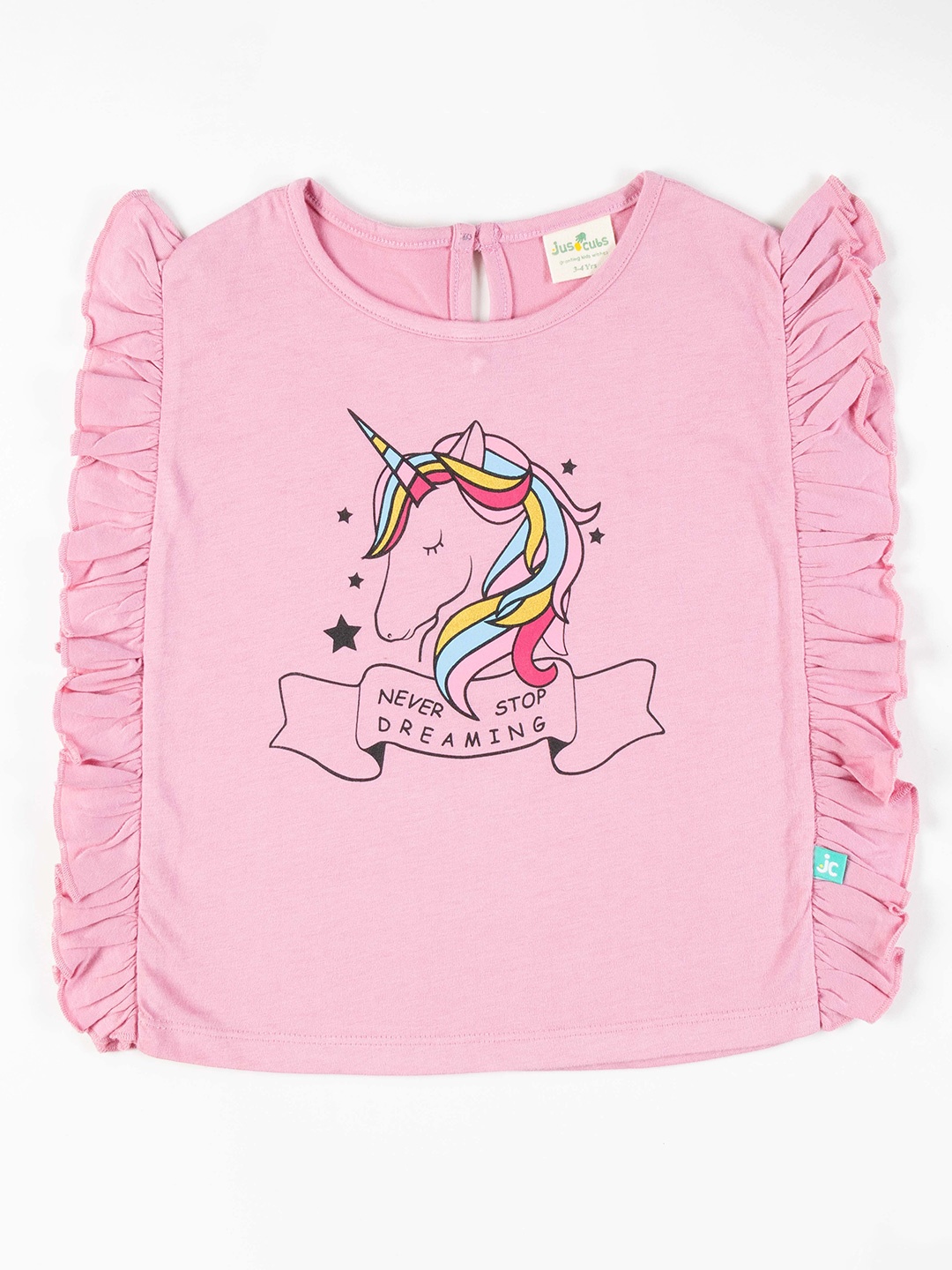 

JusCubs Girls Pink Graphic Printed Cotton T-shirt