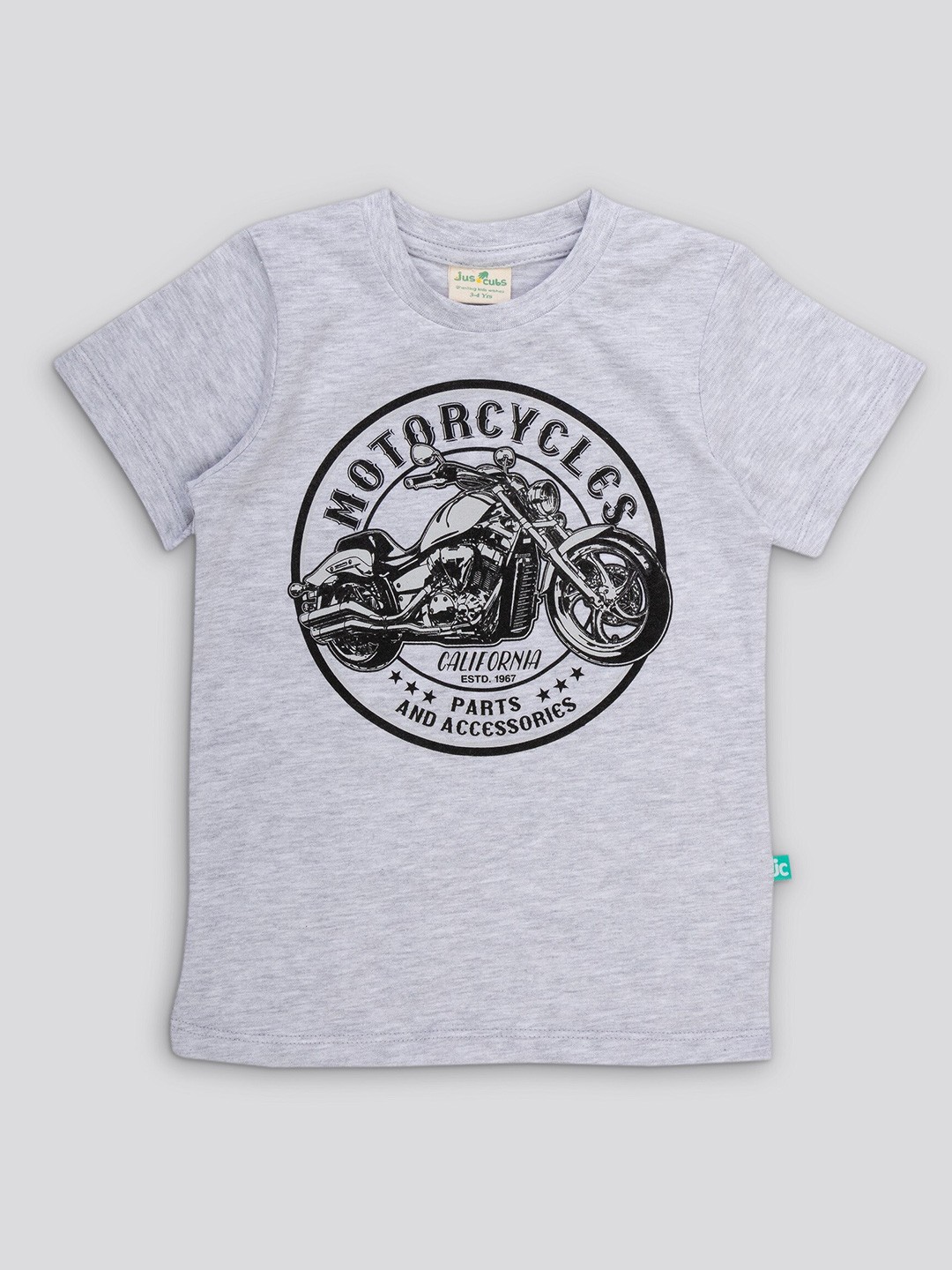 

JusCubs Kids Boys Grey Biker Printed Cotton T-shirt