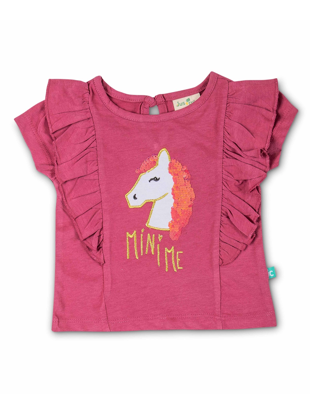 

JusCubs Girls Pink Graphic Printed Layered Sleeves Cotton T-shirt