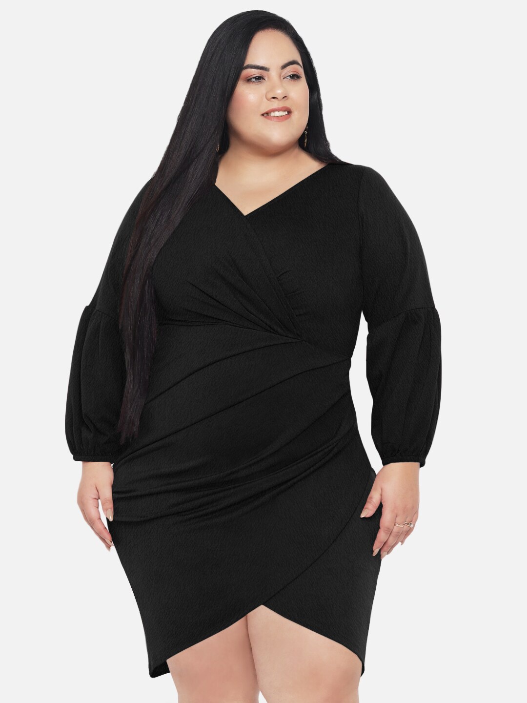 

wild U Women Plus Size Black Wrap Dress
