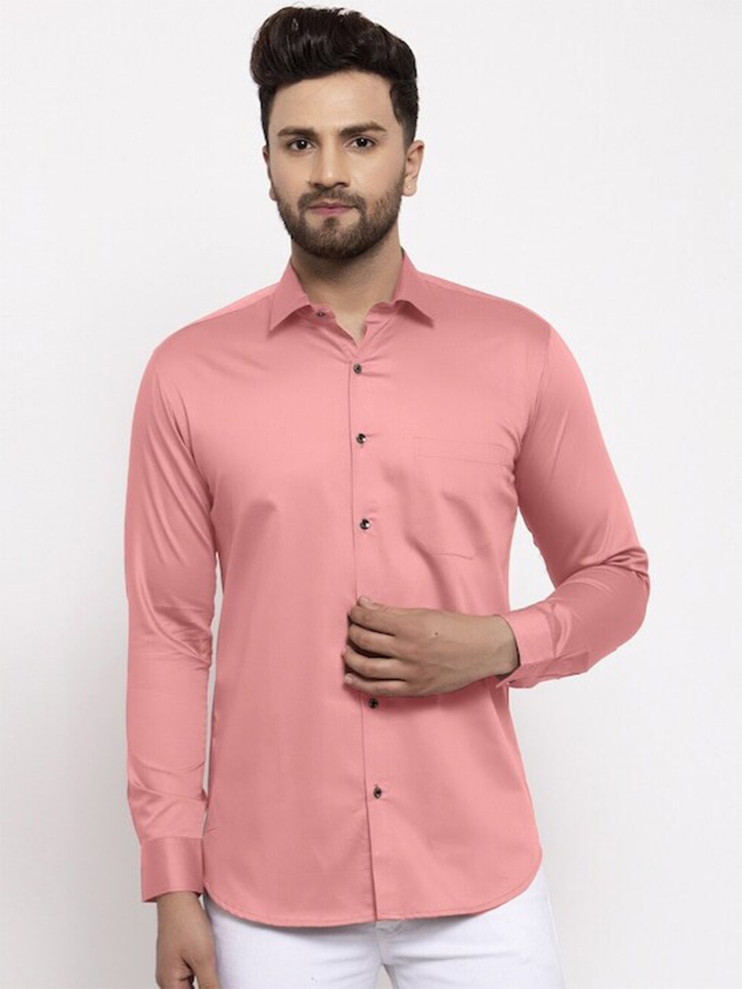 

JAINISH Men Coral Classic Regular Fit Solid Cotton Casual Shirt