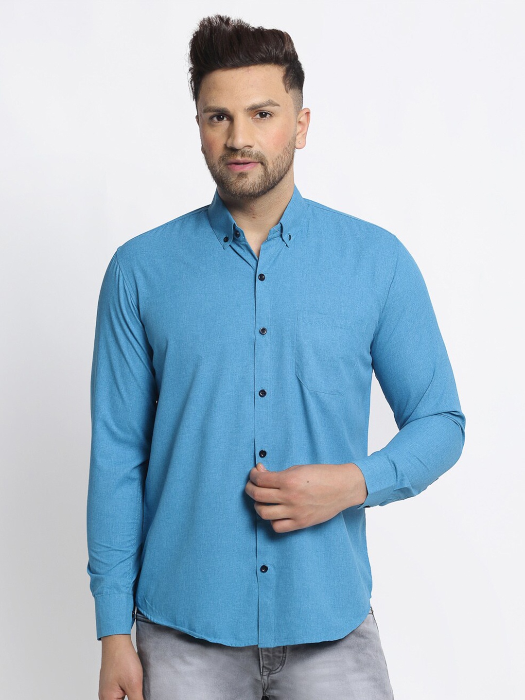 

JAINISH Men Blue Classic Regular Fit Solid Cotton Casual Shirt