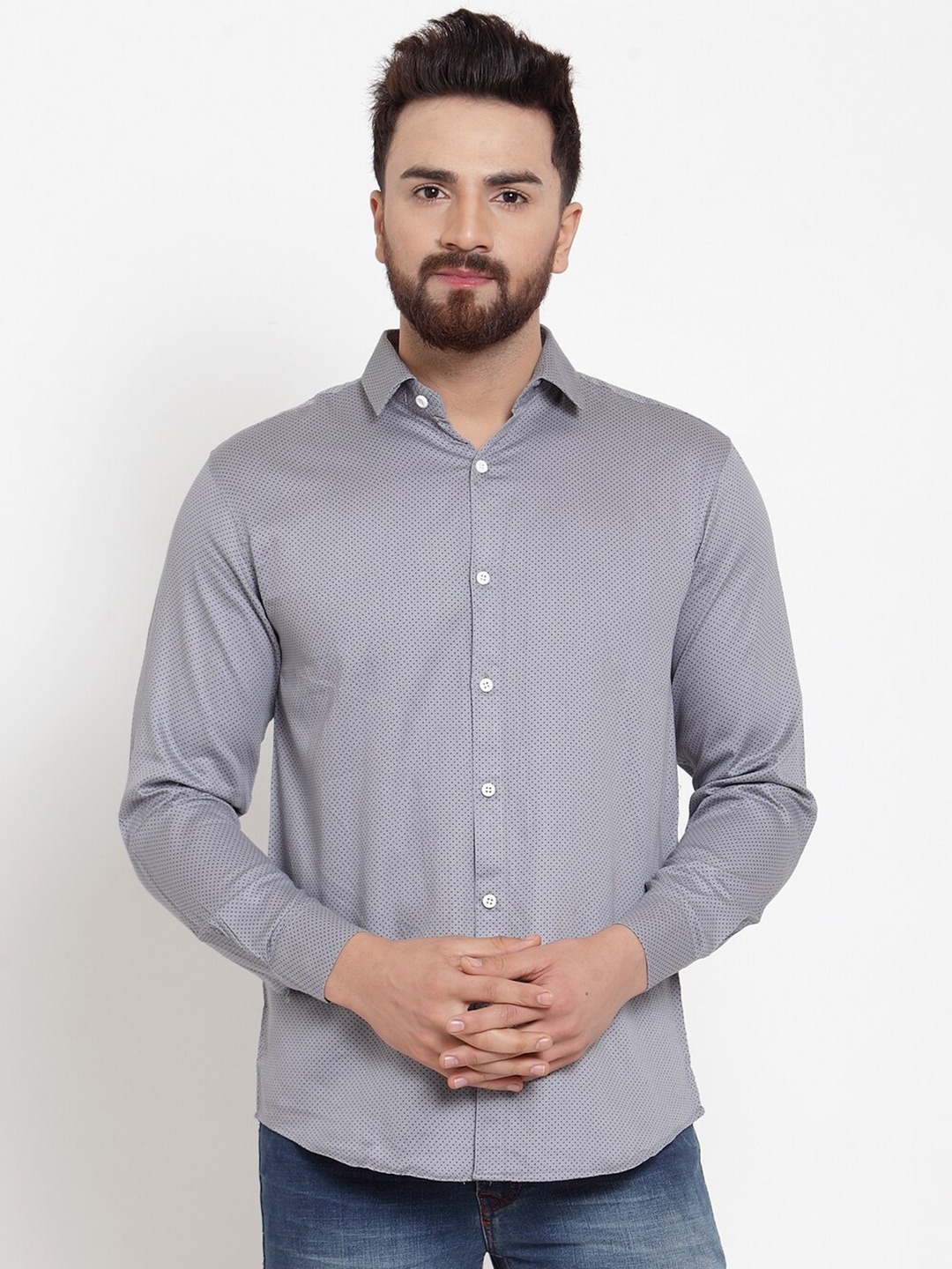 

JAINISH Men Classic Regular Fit Printed Cotton Casual Shirt, Grey