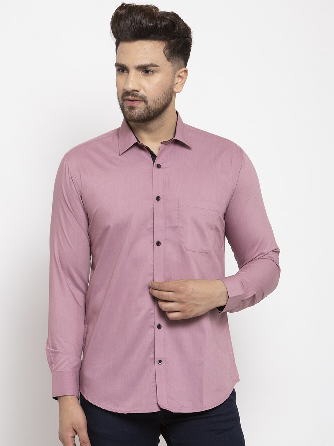 

JAINISH Men Magenta Classic Regular Fit Solid Cotton Casual Shirt