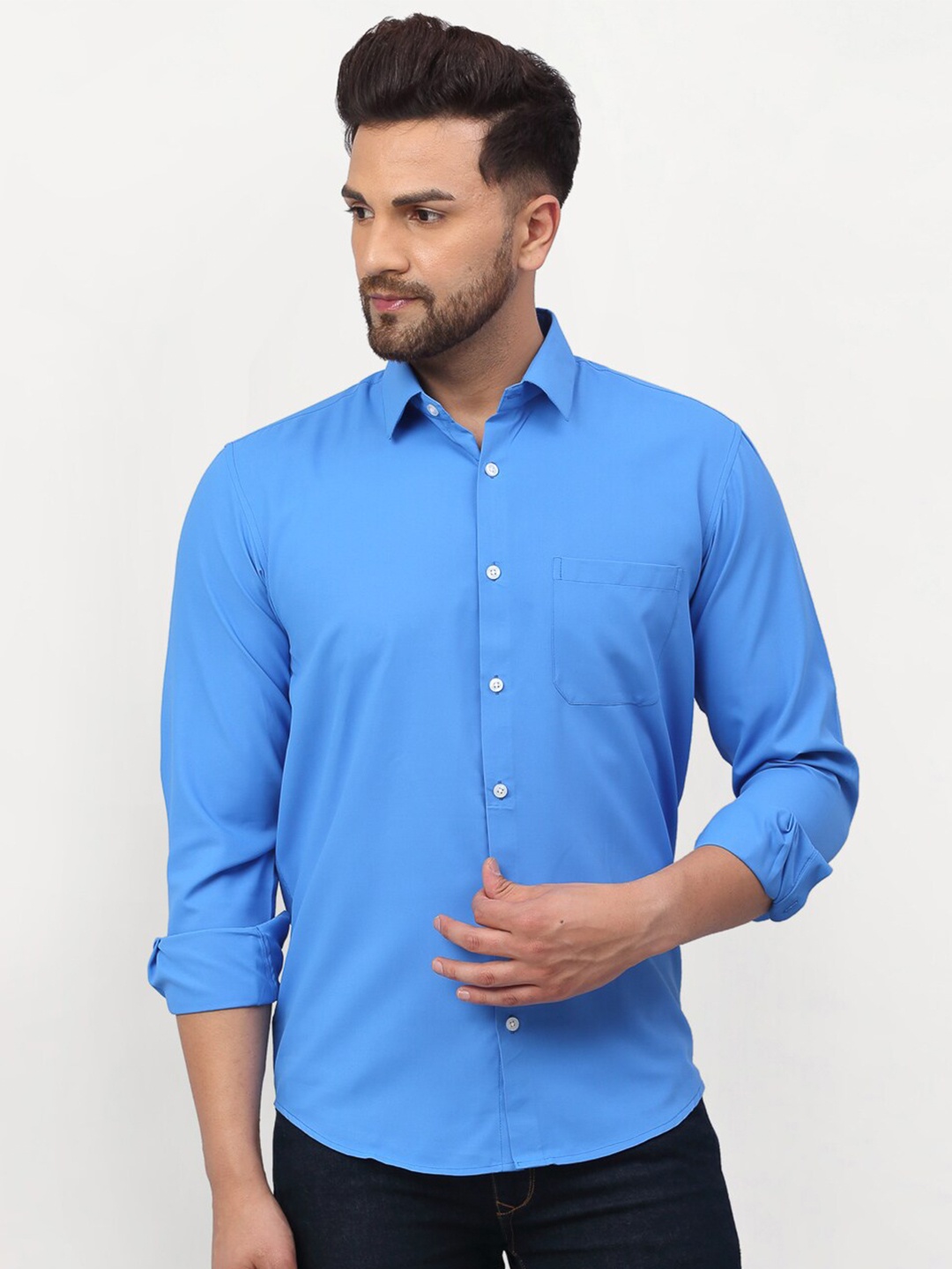 

JAINISH Men Blue Classic Regular Fit Solid Cotton Casual Shirt