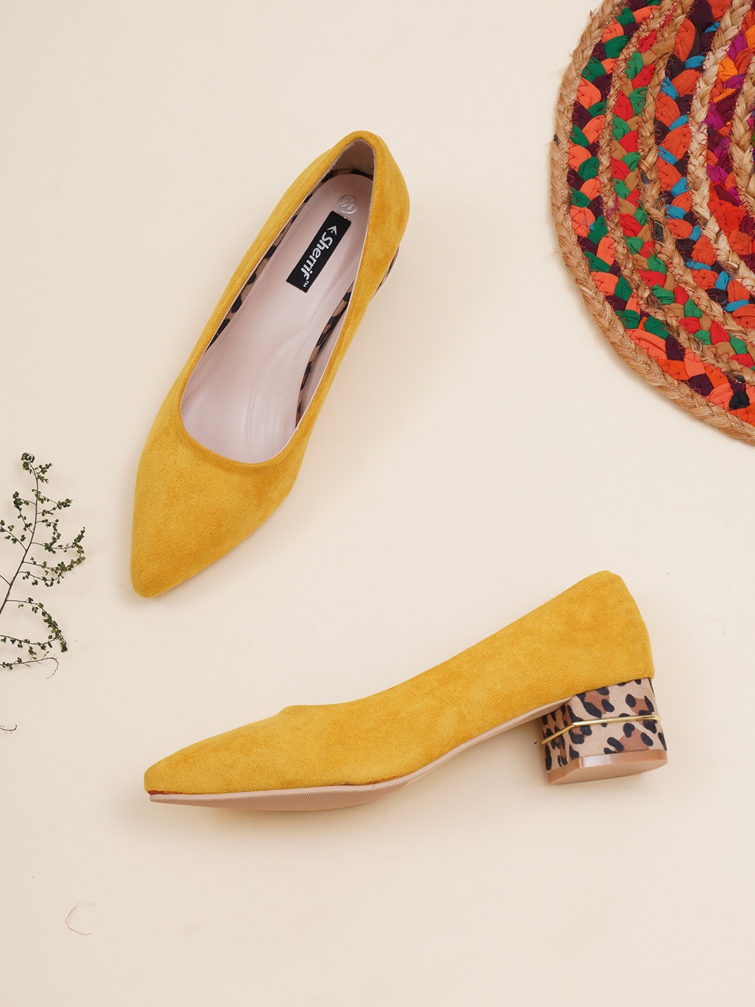 

Sherrif Shoes Mustard Block Pumps Heels